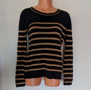 Jones New York black & gold striped sweater M